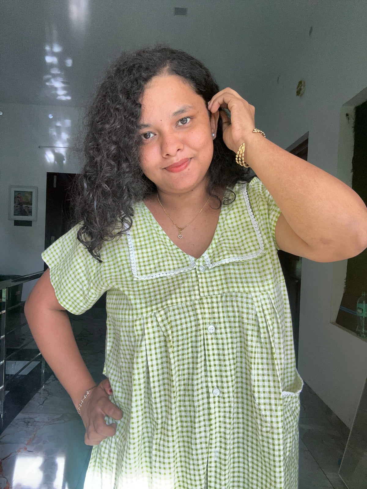 Little check lightgreen Nua Momma
