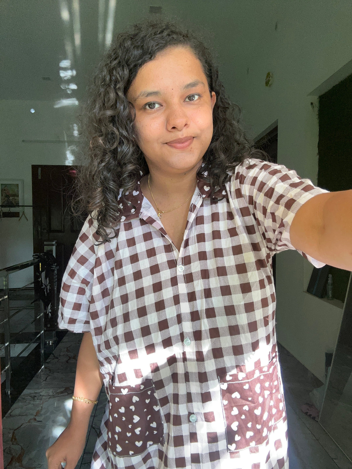 90s check brown Nua Momma