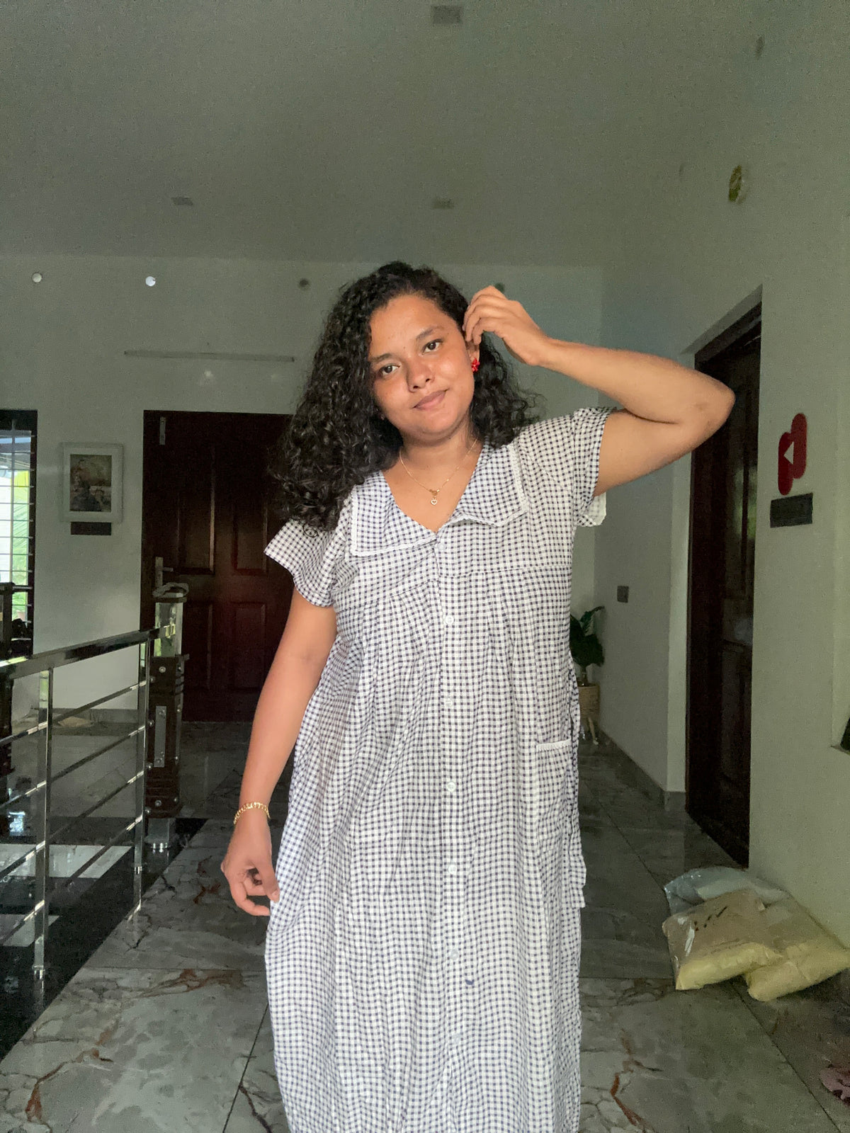 Little check NAVY