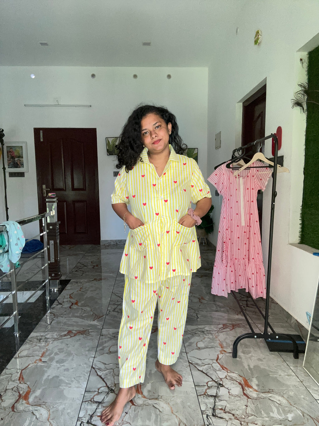 Yellow heart PJ set